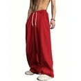 thumbnail image 1 of Dresfit Men's Wide Leg Sweatpants Elastic Waist Baggy Joggers Loose Open Leg Drawstring Gym Sweat Pants Long Open Bottom Pants with Pockets Red L, 1 of 5