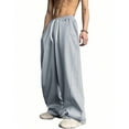 thumbnail image 1 of Dresfit Men's Wide Leg Sweatpants Elastic Waist Baggy Sweat Pants Long Drawstring Open Leg Workout Joggers Fleece Open Bottom Pants with Pockets Light Gray L, 1 of 5