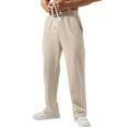 thumbnail image 1 of Dresfit Mens Baggy Pants Big and Tall Sweatpants Summer Solid Straight Leg Running Trouser Open Bottom Uncuffed Drawstring Athletic Sweat Pants with Pockets Beige XL, 1 of 4