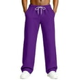 thumbnail image 1 of Dresfit Mens Baggy Pants Wide Leg Lounge Sweatpants Spring Textured Waffle Knit Drawstring Joggers Sumemr Big and Tall Loose Relaxed Fit Trousers with Pockets Purple 2XL, 1 of 8