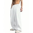 thumbnail image 1 of Dresfit Mens Baggy Sweat Pants Drawstring Wide Leg Sweatpants Open Bottom Elastic Waist Open Leg Running Joggers Straight Leg Long Pants with Pockets White S, 1 of 5