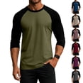 thumbnail image 1 of Dresfit Mens Baseball Tee 3/4 Sleeve Crew Neck Raglan Shirts 2026 Lightweight Vintage T Shirts Colorblock Lightweight Lounge Athletic Tops Army Green, 1 of 6