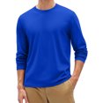 thumbnail image 1 of Dresfit Mens Big and Tall Shirts Solid Color Thermal Tops Fall Knit Long Sleeve Crew Neck Muscle Shirt 2025 Basic Cotton Stretch Pullover Tops Royal Blue 4XL, 1 of 7