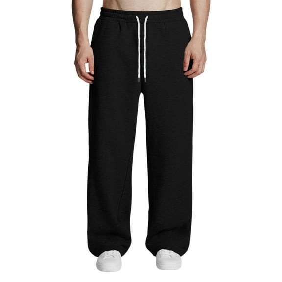Dresfit Mens Big and Tall Sweatpants Baggy Uncuffed Sweat Pants Drawstring Cotton Workout Joggers Loose Cargo Elastic Waist Y2k Pants Black 3XL