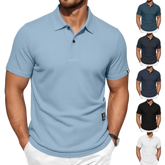 Dresfit Mens Breeze Polo Shirts Lapel Elastic Waist Shirts Summer 2026 Cooling Short Sleeve Gym T Shirts Button Down Breathable Mesh Polo Shirt S