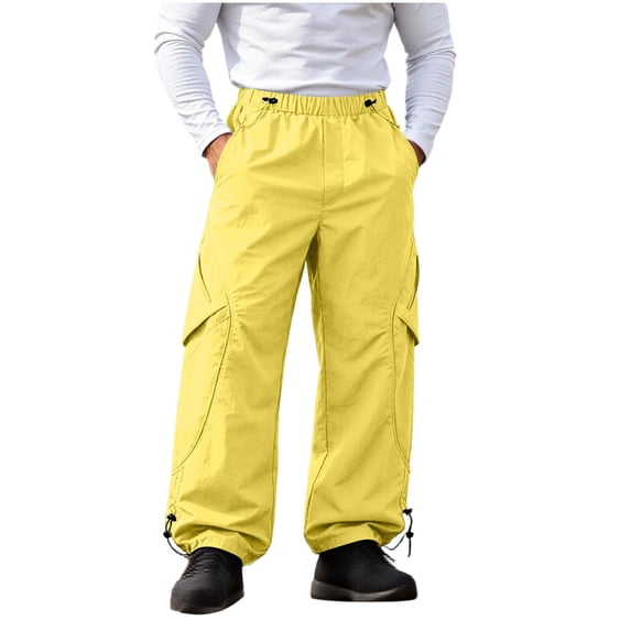 Dresfit Mens Cargo Pants Drawstring Baggy Sweatpants Adjustable Wide Leg Athletic Parachute Pant Lounge Slim Fit Stretch Hiking Work Pants S
