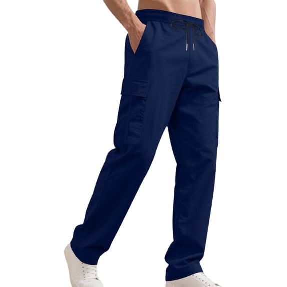Dresfit Mens Cargo Pants Uncuffed Elastic Waist Baggy Sweatpants Casual 2026 Relaxed Fit Big and Tall Outdoor Trousers Loose Athletic Sweat Pants Navy 2XL