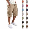 thumbnail image 1 of Dresfit Mens Cargo Shorts Drawstring Baggy Shorts Summer 2026 Plus Size Knee Length Work Short Pants Loose Fit Multi Pocket Carpenter Shorts 4XL, 1 of 9