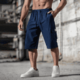 thumbnail image 1 of Dresfit Mens Cargo Shorts Drawstring Long Shorts Summer 2026 Big and Tall Baggy Shorts Lightweight Loose Fit Open Bottom Work Short Pants XL, 1 of 6