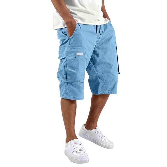 Dresfit Mens Cargo Shorts Knee Length Baggy Shorts 2026 Summer Loose Fit Drawstring Carpenter Short Pants Multi Pocket Elastic Waist Work Shorts XL