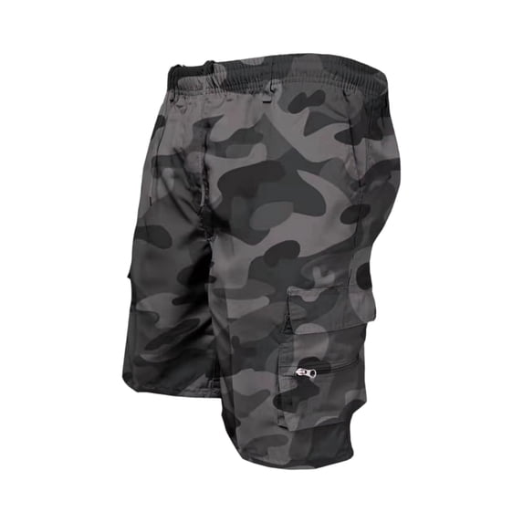Dresfit Mens Cargo Shorts Knee Length Drawstring Shorts 2026 Summer Solid Baggy Work Short Pants Loose Elastic Waist Running Bottoms with Pockets L