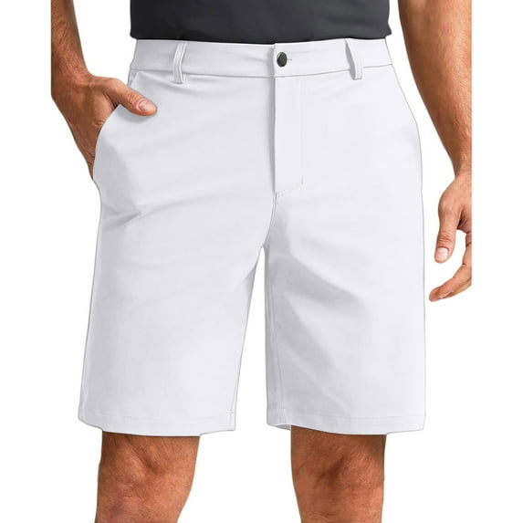 Dresfit Mens Dress Shorts Elastic Golf Hiking Shorts 2026 Summer Lightweight Big and Tall Work Short Pants Baggy Stretch Slim Fit Bottoms with Pockets White 3XL