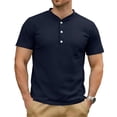 thumbnail image 1 of Dresfit Mens Henley Shirt Big and Tall Short Sleeve Button Down Shirts Summer 2026 Stretch Workout Shirt Basic Loose Fit Solid T Shirts Navy L, 1 of 8