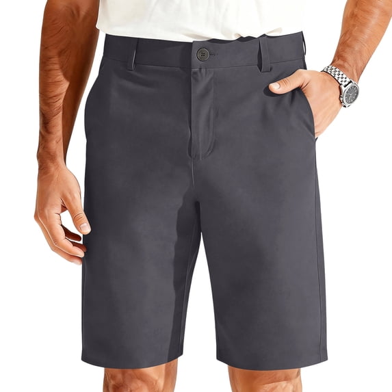 Dresfit Mens Hiking Shorts Stretch Dress Golf Shorts Summer 2026 Lightweight Baggy Work Short Pants Big and Tall Elastic Quick Dry Bottoms with Pockets Dark Gray S