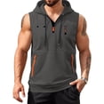 thumbnail image 1 of Dresfit Mens Hoodie Zip Up Sleeveless Tank Tops Hooded Quarter Zip Gym Tanks 2026 Summer Muscle Fit Bodybuilding Loose Workout Sweatshirt Dark Gray XL, 1 of 4