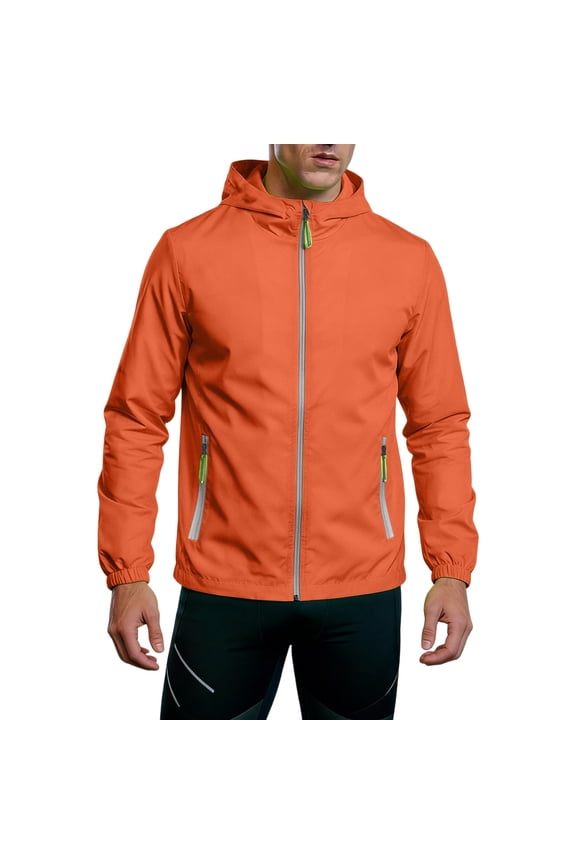 Mens Hoodies Zip Up Long Sleeve Rain Jacket Summer 2026 Drawstring Gym Windbreaker Loose Fit Lightweight Hooded Athletic Raincoat with Pockets S