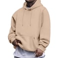 thumbnail image 1 of Dresfit Mens Long Hoodie Kangaroo Pockets Cotton Hoodies Fall Winter Drawstring Loose Workout Sweatshirts Plain Big and Tall Oversized Pullover Earthy Yellow L, 1 of 3