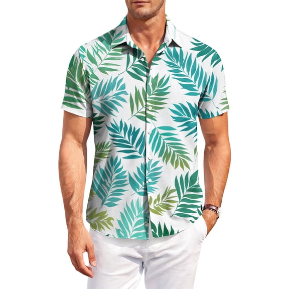 Dresfit Mens Polo Shirts Button Down Short Sleeve Hawaiian Shirt Summer 2026 Graphic Tropical Mokaloha Shirt Floral Loose Funny Beach Aloha Shirt Light Blue XL