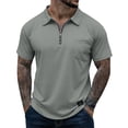 thumbnail image 1 of Dresfit Mens Quarter Zip Polo Shirts Short Sleeve Big and Tall Collared T-Shirt 2026 Summer Lightweight Business Tees Breathable Lapel Athletic Shirt Gray 2XL, 1 of 7