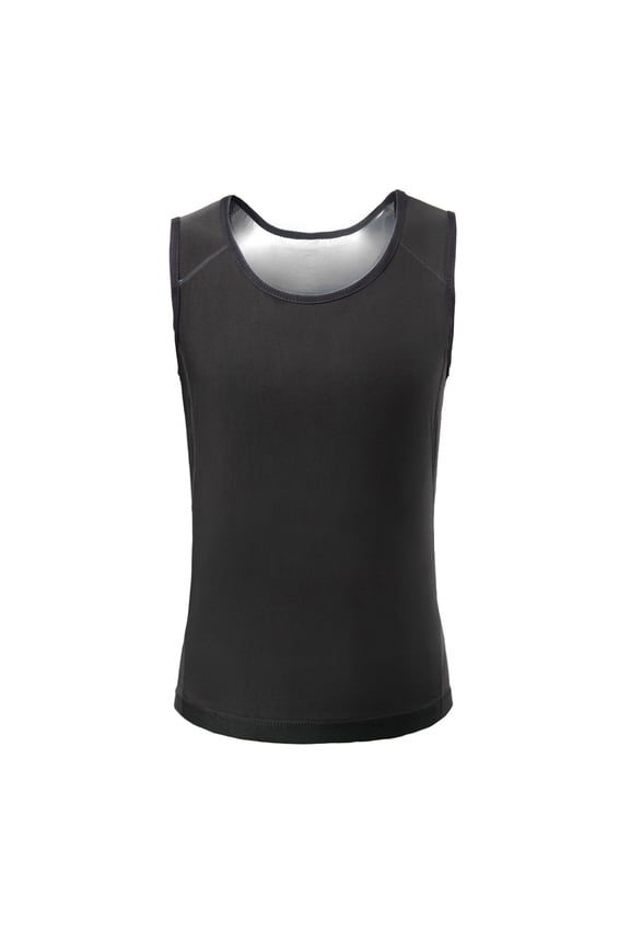 Mens Sauna Vest 2026 Scoop Neck Tummy Control Sauna Shirts Sleeveless Big and Tall Workout Shirts Heat Trapping Slim Fit Undershirts Silver 4XL