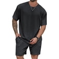 thumbnail image 1 of Dresfit Mens Short Sets Short Sleeve Crew Neck T Shirts Match Shorts 2 Piece Sets 2026 Summer Loose Breathable 2 Piece Outfits Lightweight Drop Shoulder Tracksuit XL, 1 of 3