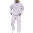 thumbnail image 1 of Dresfit Mens Sweatsuits Sets Winter Big and Tall Drawstring Pullover Sweaters and Sweatpants Set Long Sleeve Solid Athletic Track Suits 2025 Plain Gym Jogging Suit White #5 Polyseter, 1 of 8