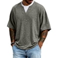 thumbnail image 1 of Dresfit Mens T Shirts Oversized Short Sleeve Henley Shirts 2026 Summer V Neck Basic Shirt Breathable Big and Tall Loose Fit Tops 2XL, 1 of 4