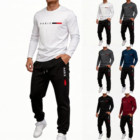 Dresfit Mens Track Suits Long Sleeve Crewneck Shirts & Pants Summer 2026 Graphic Athletic 2 Piece Sets Lightweight Slim Fit Loose Tracksuit 2XL