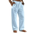 thumbnail image 1 of Dresfit Mens Wide Leg Pants 2026 Big and Tall Linen Pants Open Bottom Drawstring Y2k Trousers Lightweight Summer Breathable Elastic Waist Slacks Light Blue 2XL, 1 of 6
