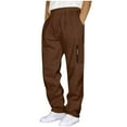 thumbnail image 1 of Dresfit Mens Wide Leg Pants Big and Tall Baggy Sweatpants Drawstring Solid Running Trousers with Zipper Pockets Summer Straight Leg Lightweight Uncuffed Pant Coffee L, 1 of 5