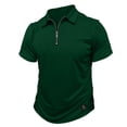 thumbnail image 1 of Dresfit Polo Quarter Zip Shirts for Men Collared Big and Tall Short Sleeve Tees Summer 2026 Chest Pocket Business Shirt Lightweight Zipper Work T-Shirt Dark Green L, 1 of 6