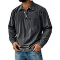 thumbnail image 1 of Dresfit Polo Shirt Mens Distressed Mokaloha Shirts Winter Long Sleeve Lapel Vintage Tshirts Big and Tall Acid Washed Stand Collar Henley Autumn Tops Gray 3XL, 1 of 3