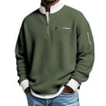 thumbnail image 1 of Dresfit Polo Shirts Men Long Sleeve Textured Waffle Sweater 2026 Spring Knit V Neck Sweatshirt Collared Stand Ribbed Big and Tall Lightweight Sweatshirts Army Green 5XL, 1 of 6