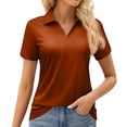 thumbnail image 1 of Dresfit Polo Shirts Women V Neck Short Sleeve Dressy Tops 2026 Summer Collared Quick Dry Dressy Basic Tees Elastic Breathable Plus Size Golf Blouses Ginger M, 1 of 4