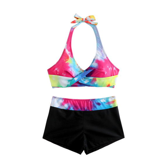 Dresfit Printed Two Piece Bikini Set for Women - Floral Padded Top, Wireless & Sexy Cut Pink 4XL