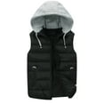 thumbnail image 1 of Dresfit Puffer Vest Mens Cotton Sleeveless Lightweight Jacket Hooded Padded Quilted Winter Coat Zip Up Plus Size Thermal Waistcoat with Pockets Black XL, 1 of 8