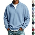 thumbnail image 1 of Dresfit Quarter Zip Pullover for Men Collared Waffle Sweatshirts Winter Long Sleeve Mock Neck Sweatshirt Adjustable Half Zip Knit Shirts S, 1 of 8