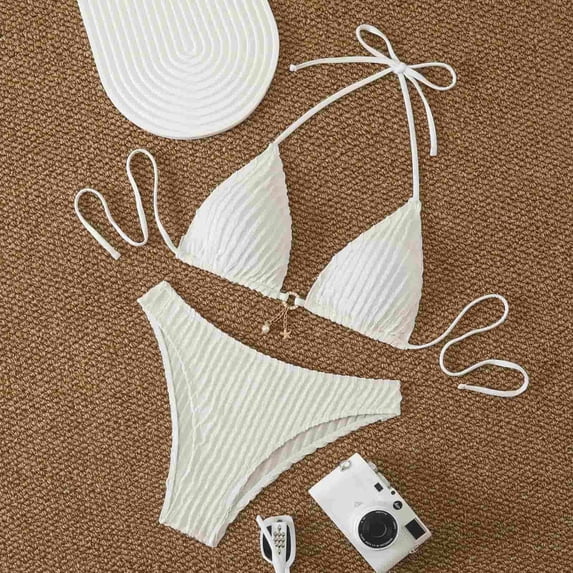 Dresfit Relaxed Fit Two Piece Swimsuit - Everyday Bikini Set for Summer White S
