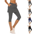 thumbnail image 1 of Dresfit Skorts for Women Upf 50+ Capri Athletic Leggings Summer 2026 Quick Dry Tummy Control Tennis Pants Elastic Yoga Capris with Pockets Army Green 2XL, 1 of 3