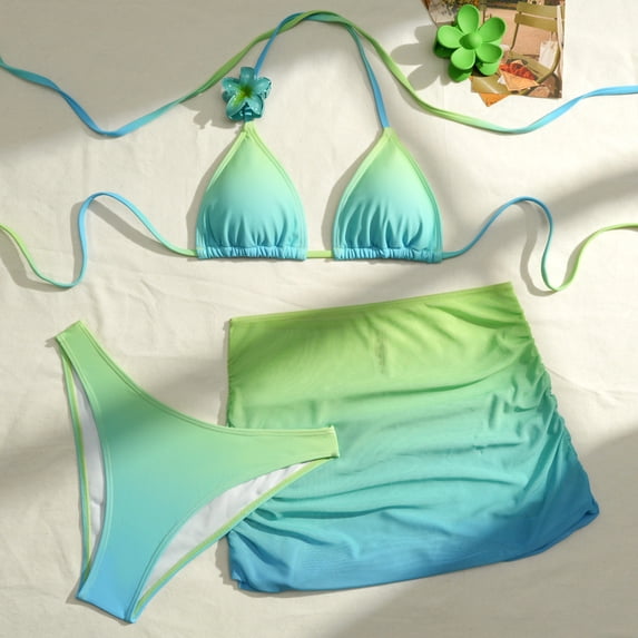 Dresfit Soft Drape Two Piece Swimsuit - Flowy Cut Casual Beachwear Light Green M