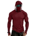 thumbnail image 1 of Dresfit Sun Shirt for Men Muscle Hooded Fishing Shirts Summer 2026 Long Sleeve Hiking Pullover Upf 50+ Big and Tall Outdoor Hoodies with Face Mask Wine XL, 1 of 9
