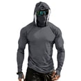 thumbnail image 1 of Dresfit Sun Shirt Mens Cooling Hooded Fishing Shirts Summer 2026 Long Sleeve Outdoor Pullover Upf 50+ Sun Protection Hiking Hoodies with Face Mask Dark Gray 3XL, 1 of 9