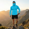thumbnail image 1 of Dresfit Sun Shirts for Men Cooling Hooded Fishing Shirt Summer 2026 Long Sleeve Hiking Hoodies Big and Tall Upf 50+ Outdoor Pullover with Face Mask Blue S, 1 of 8