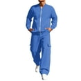 thumbnail image 1 of Dresfit Sweat Suits for Men Fall Drawsting Sweatsuits Long Sleeve Sweatshirts & Jogging Sweatpants Warm Running Sweatsuits Sets Big and Tall Gym Loungewear Blue 3XL, 1 of 9