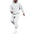 thumbnail image 1 of Dresfit Sweat Suits Mens Winter Big and Tall Drawstring Hoodies and Sweatpants Set Solid Fleece Gym Jogging Suit Fall Plain Jogging Track Suits White #3 Polyester, 1 of 6