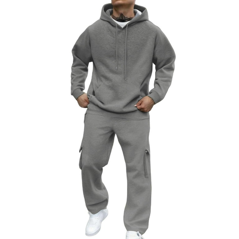 Dresfit Sweatsuits Men Winter Drawstring Big and Tall Pullover