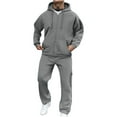 thumbnail image 1 of Dresfit Sweatsuits Sets Mens Winter Big and Tall Full Zip Sweatpants and Hoodies Set 2 Piece Set Long Sleeve Workout Outfit 2025 Drawstring Jogging Tracksuits Gray #1 Polyseter, 1 of 8