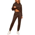 thumbnail image 1 of Dresfit Sweatsuits for Women Fall Hooded Long Sleeve Sweatshirt & Drawstring Joggers Sets 2026 Plus Size 2 Piece Outfits Solid Loose Fit Matching Sweat Sets 3XL, 1 of 3