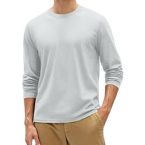 Dresfit Thermal Shirts for Men Crew Neck Big and Tall Shirt 2025 Knit Long Sleeve Solid Color Athletic Tshirts Fall Loose Fit Stretch Oversized Pullover Tops Gray 3XL