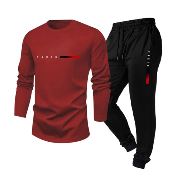 Dresfit Track Suits for Men Long Sleeve Crewneck Shirts & Pants 2026 Summer Lightweight Gym 2 Piece Sets Loose Graphic Slim Fit Tracksuit L